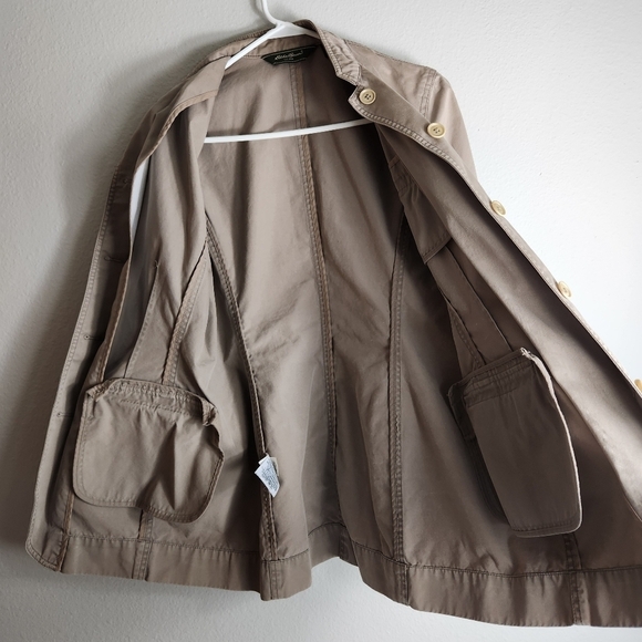 Eddie Bauer Womens Cotton Tan Buttonfront Field Utility Jacket-Size 8 - Picture 5 of 10